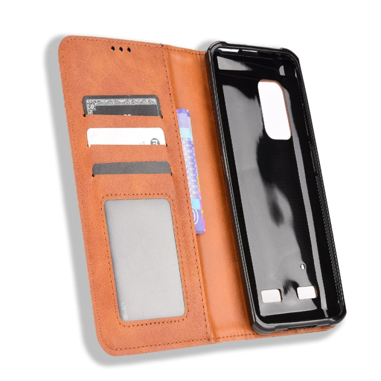 For Ulefone Armor X10 / X10 Pro Magnetic Buckle Retro Texture Leather Phone Case(Brown) by buy2fix