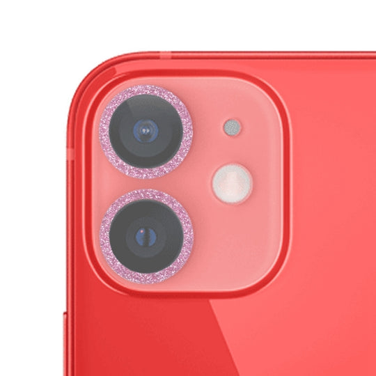 For iPhone 12 mini  / 11 Glitter Ring Tempered Glass Camera Lens Film(Pink)