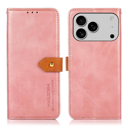 For iPhone 17 Pro Max KHAZNEH Dual-color Cowhide Texture Flip Leather Phone Case(Rose Gold) - iPhone 17 Pro Max Cases by buy2fix | Online Shopping UK | buy2fix