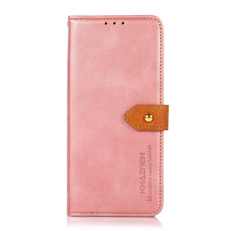 For iPhone 17 Pro Max KHAZNEH Dual-color Cowhide Texture Flip Leather Phone Case(Rose Gold) - iPhone 17 Pro Max Cases by buy2fix | Online Shopping UK | buy2fix
