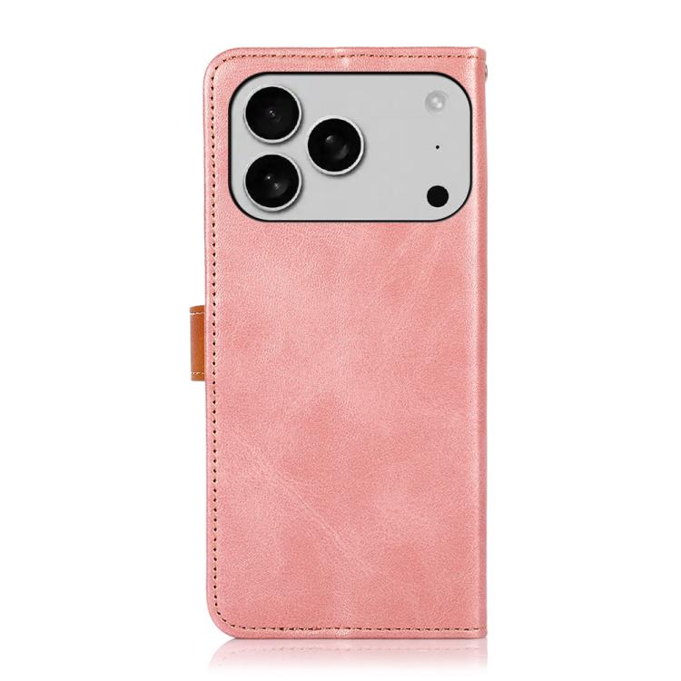 For iPhone 17 Pro Max KHAZNEH Dual-color Cowhide Texture Flip Leather Phone Case(Rose Gold) - iPhone 17 Pro Max Cases by buy2fix | Online Shopping UK | buy2fix