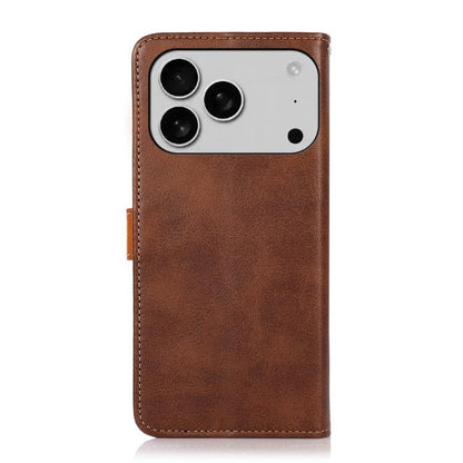 For iPhone 17 Pro Max KHAZNEH Dual-color Cowhide Texture Flip Leather Phone Case(Brown) - iPhone 17 Pro Max Cases by buy2fix | Online Shopping UK | buy2fix
