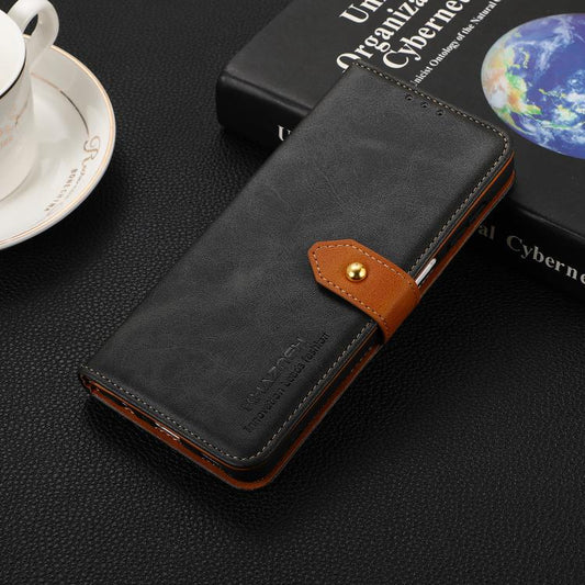 For iPhone 17 Air KHAZNEH Dual-color Cowhide Texture Flip Leather Phone Case(Black) - iPhone 17 Air Cases by buy2fix | Online Shopping UK | buy2fix