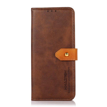 For iPhone 15 Pro Max KHAZNEH Dual-color Cowhide Texture Flip Leather Phone Case(Brown) - iPhone 16e Cases by buy2fix | Online Shopping UK | buy2fix