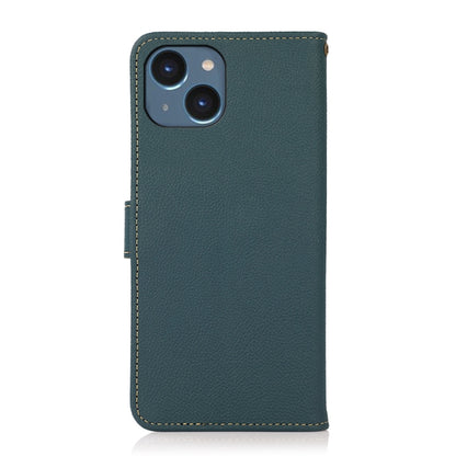For iPhone 14 KHAZNEH Custer Genuine Leather RFID Phone Case (Green) - iPhone 14 Cases by buy2fix | Online Shopping UK | buy2fix