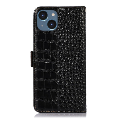 For iPhone 14 Crocodile Top Layer Cowhide Leather Phone Case (Black) - iPhone 14 Cases by buy2fix | Online Shopping UK | buy2fix