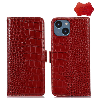 For iPhone 14 Crocodile Top Layer Cowhide Leather Phone Case (Red) - iPhone 14 Cases by buy2fix | Online Shopping UK | buy2fix