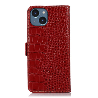 For iPhone 14 Crocodile Top Layer Cowhide Leather Phone Case (Red) - iPhone 14 Cases by buy2fix | Online Shopping UK | buy2fix