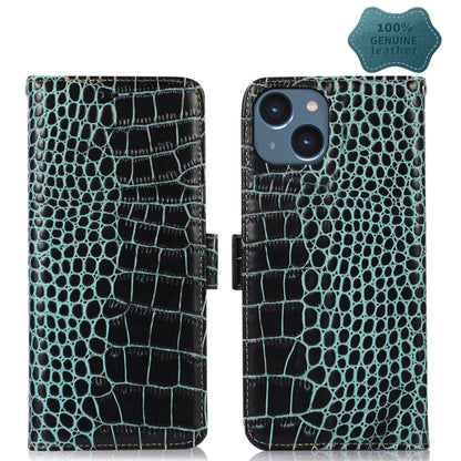 For iPhone 14 Crocodile Top Layer Cowhide Leather Phone Case (Green) - iPhone 14 Cases by buy2fix | Online Shopping UK | buy2fix