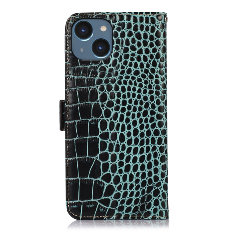 For iPhone 14 Crocodile Top Layer Cowhide Leather Phone Case (Green) - iPhone 14 Cases by buy2fix | Online Shopping UK | buy2fix