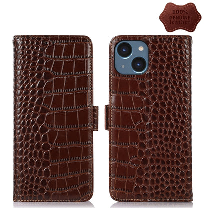For iPhone 14 Crocodile Top Layer Cowhide Leather Phone Case (Brown) - iPhone 14 Cases by buy2fix | Online Shopping UK | buy2fix