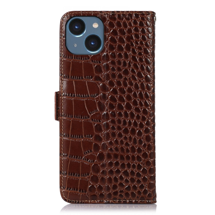For iPhone 14 Crocodile Top Layer Cowhide Leather Phone Case (Brown) - iPhone 14 Cases by buy2fix | Online Shopping UK | buy2fix