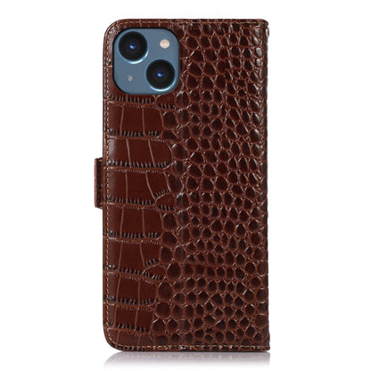 For iPhone 14 Crocodile Top Layer Cowhide Leather Phone Case (Brown) - iPhone 14 Cases by buy2fix | Online Shopping UK | buy2fix