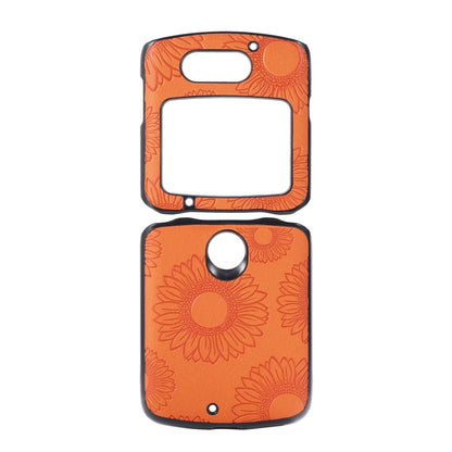 For Motorola Razr 5G Sunflower Pattern PU+TPU+PC Shockproof Phone Case(Orange) by buy2fix