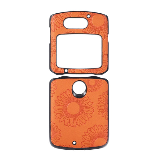 For Motorola Razr 5G Sunflower Pattern PU+TPU+PC Shockproof Phone Case(Orange) by buy2fix