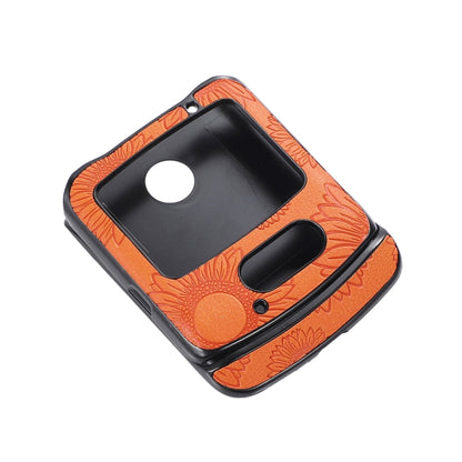 For Motorola Razr 5G Sunflower Pattern PU+TPU+PC Shockproof Phone Case(Orange) by buy2fix