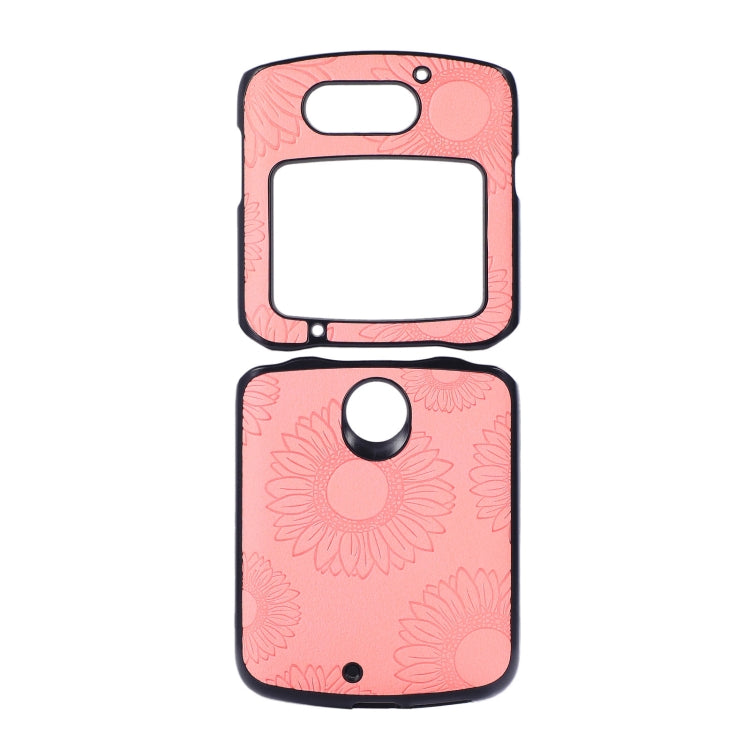 For Motorola Razr 5G Sunflower Pattern PU+TPU+PC Shockproof Phone Case(Pink) - Motorola Cases by buy2fix | Online Shopping UK | buy2fix