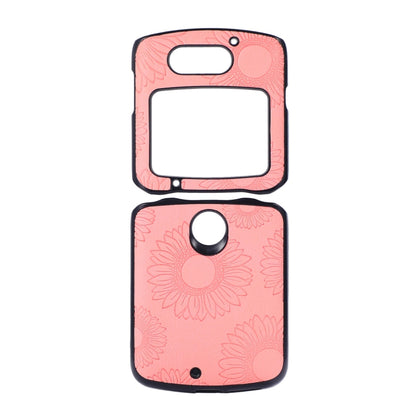 For Motorola Razr 5G Sunflower Pattern PU+TPU+PC Shockproof Phone Case(Pink) - Motorola Cases by buy2fix | Online Shopping UK | buy2fix