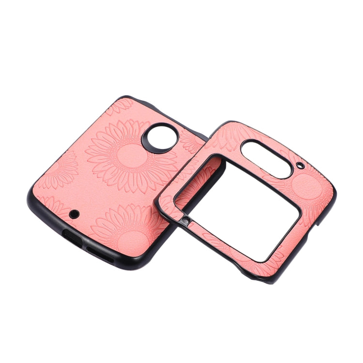 For Motorola Razr 5G Sunflower Pattern PU+TPU+PC Shockproof Phone Case(Pink) - Motorola Cases by buy2fix | Online Shopping UK | buy2fix