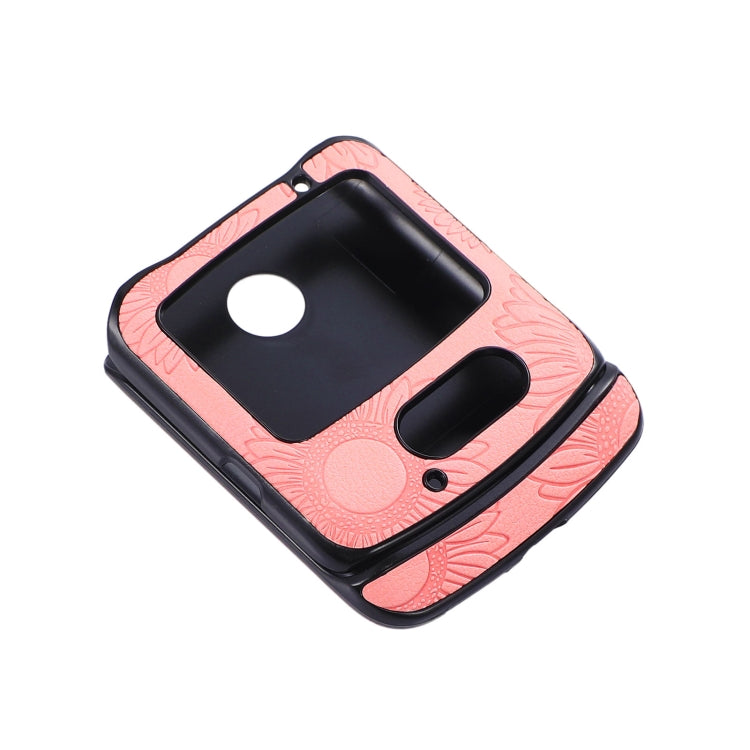 For Motorola Razr 5G Sunflower Pattern PU+TPU+PC Shockproof Phone Case(Pink) - Motorola Cases by buy2fix | Online Shopping UK | buy2fix