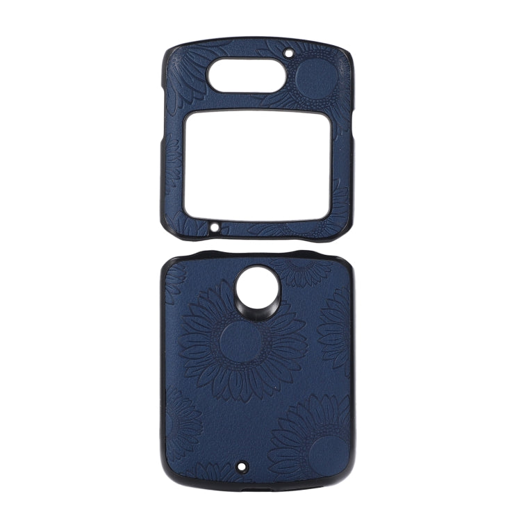 For Motorola Razr 5G Sunflower Pattern PU+TPU+PC Shockproof Phone Case(Blue) - Motorola Cases by buy2fix | Online Shopping UK | buy2fix