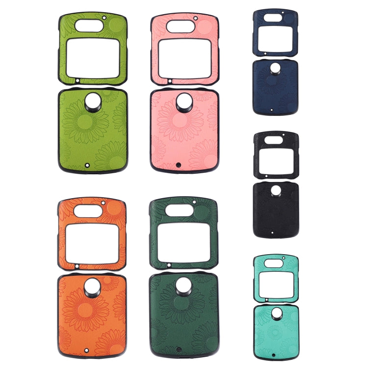 For Motorola Razr 5G Sunflower Pattern PU+TPU+PC Shockproof Phone Case(Blue) - Motorola Cases by buy2fix | Online Shopping UK | buy2fix