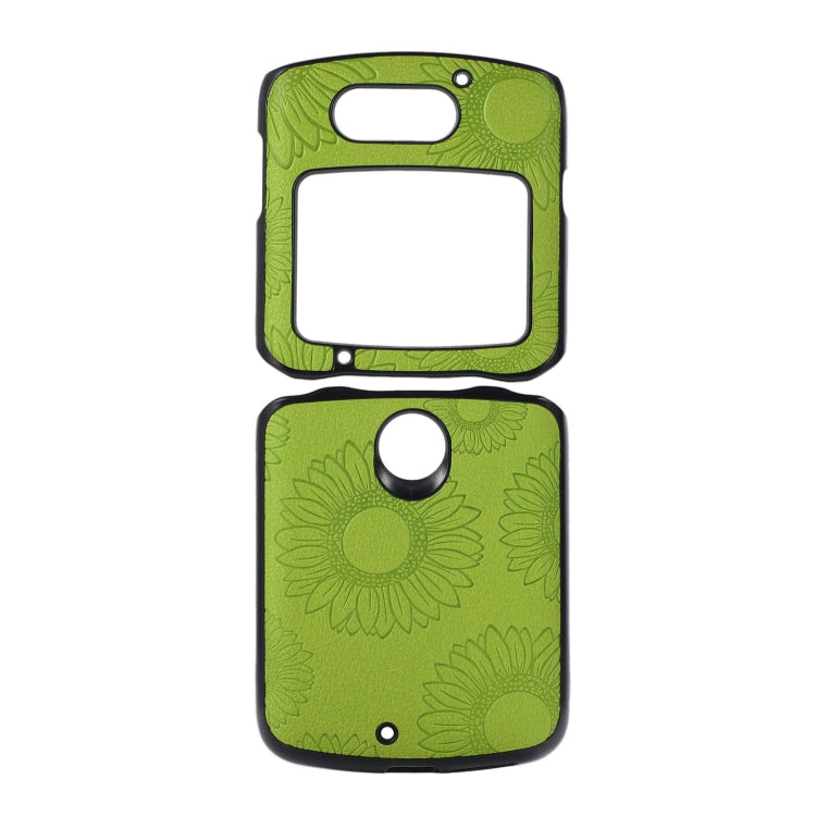 For Motorola Razr 5G Sunflower Pattern PU+TPU+PC Shockproof Phone Case(Light Green) - Motorola Cases by buy2fix | Online Shopping UK | buy2fix
