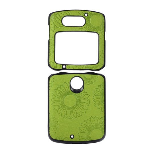 For Motorola Razr 5G Sunflower Pattern PU+TPU+PC Shockproof Phone Case(Light Green) - Motorola Cases by buy2fix | Online Shopping UK | buy2fix