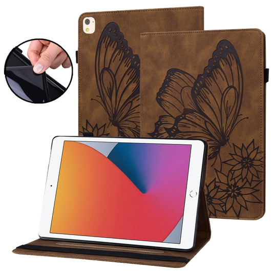 For iPad 10.2 2020 / Air 2019 Big Butterfly Embossed Smart Leather Tablet Case(Brown) - iPad 10.2 Cases by buy2fix | Online Shopping UK | buy2fix