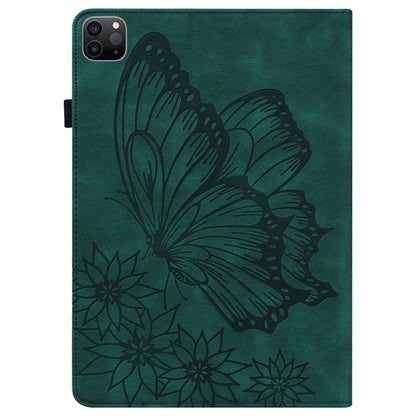 For iPad Pro 11 2022 / 2021 / 2020 / Air 2020 10.9 / 11 2024 Big Butterfly Embossed Smart Leather Tablet Case(Green) - iPad Pro 11 (2022/2021) Cases by buy2fix | Online Shopping UK | buy2fix
