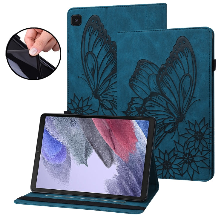 For Samsung Galaxy Tab A7 Lite T220/T225 Big Butterfly Embossed Leather Tablet Case(Blue) - Tab A7 Lite T220 / T225 by buy2fix | Online Shopping UK | buy2fix