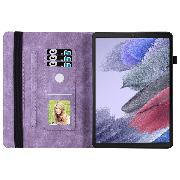 For Samsung Galaxy Tab A7 Lite T220/T225 Big Butterfly Embossed Leather Tablet Case(Purple) - Tab A7 Lite T220 / T225 by buy2fix | Online Shopping UK | buy2fix