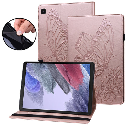 For Samsung Galaxy Tab A7 Lite T220/T225 Big Butterfly Embossed Leather Tablet Case(Rose Gold) - Tab A7 Lite T220 / T225 by buy2fix | Online Shopping UK | buy2fix