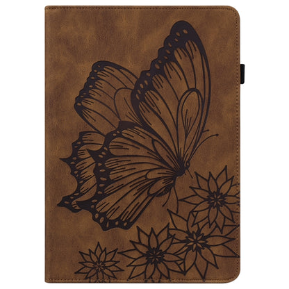 For Samsung Galaxy Tab A7 Lite T220/T225 Big Butterfly Embossed Leather Tablet Case(Brown) - Tab A7 Lite T220 / T225 by buy2fix | Online Shopping UK | buy2fix