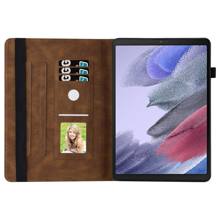For Samsung Galaxy Tab A7 Lite T220/T225 Big Butterfly Embossed Leather Tablet Case(Brown) - Tab A7 Lite T220 / T225 by buy2fix | Online Shopping UK | buy2fix