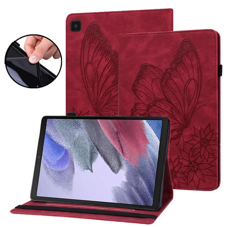 For Samsung Galaxy Tab A7 Lite T220/T225 Big Butterfly Embossed Leather Tablet Case(Red) - Tab A7 Lite T220 / T225 by buy2fix | Online Shopping UK | buy2fix