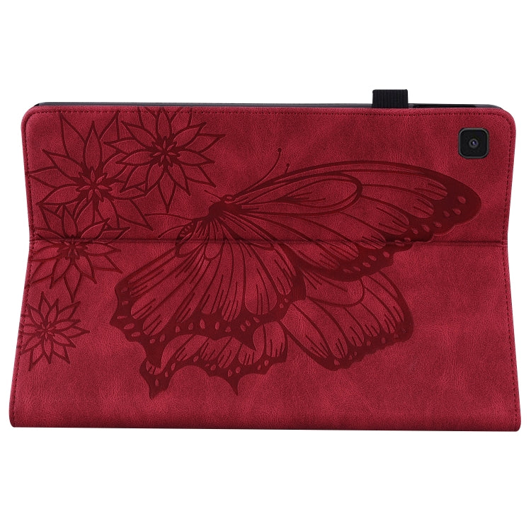For Samsung Galaxy Tab A7 Lite T220/T225 Big Butterfly Embossed Leather Tablet Case(Red) - Tab A7 Lite T220 / T225 by buy2fix | Online Shopping UK | buy2fix