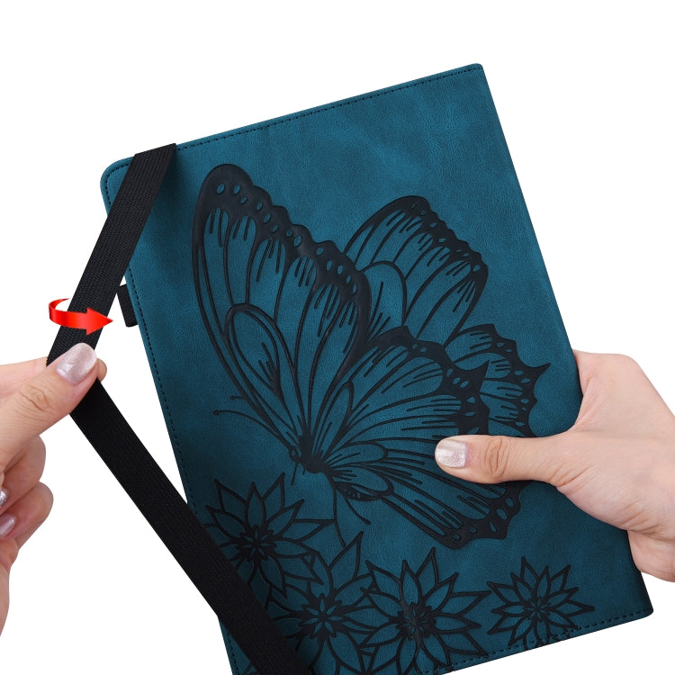 For Samsung Galaxy Tab A8 Big Butterfly Embossed Leather Tablet Case(Blue) - Other Galaxy Tab PC by buy2fix | Online Shopping UK | buy2fix