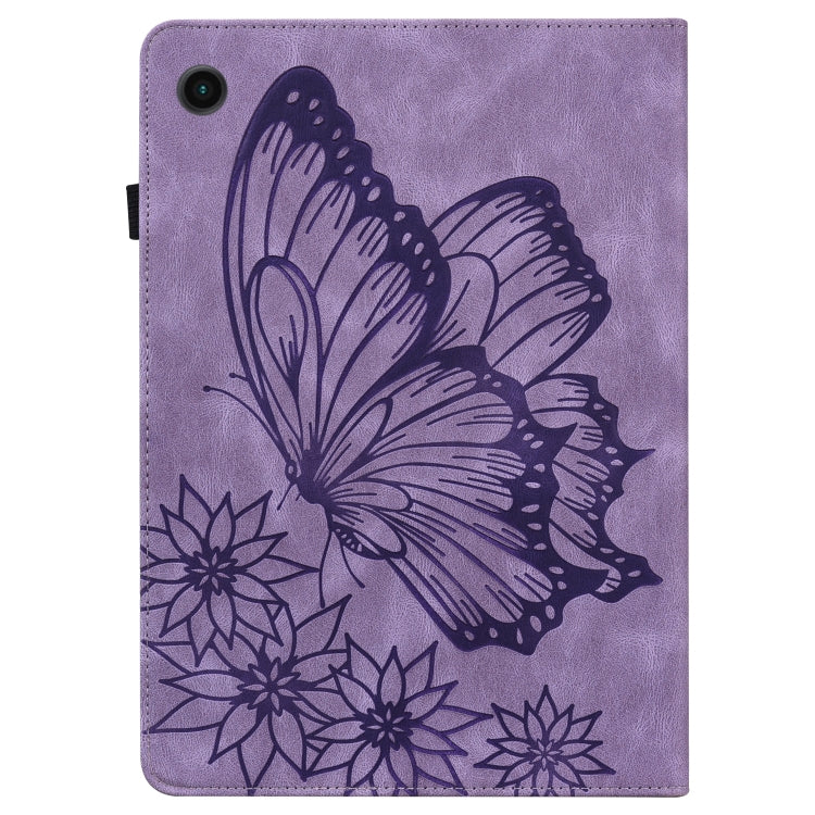 For Samsung Galaxy Tab A8 Big Butterfly Embossed Leather Tablet Case(Purple) - Other Galaxy Tab PC by buy2fix | Online Shopping UK | buy2fix