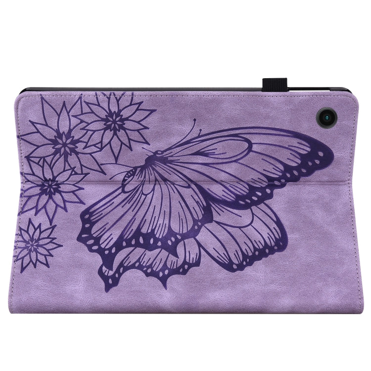 For Samsung Galaxy Tab A8 Big Butterfly Embossed Leather Tablet Case(Purple) - Other Galaxy Tab PC by buy2fix | Online Shopping UK | buy2fix