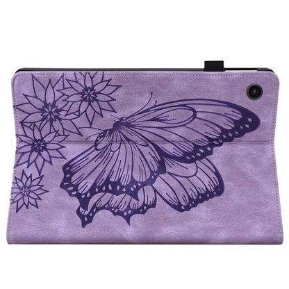 For Samsung Galaxy Tab A8 Big Butterfly Embossed Leather Tablet Case(Purple) - Other Galaxy Tab PC by buy2fix | Online Shopping UK | buy2fix