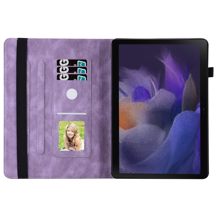 For Samsung Galaxy Tab A8 Big Butterfly Embossed Leather Tablet Case(Purple) - Other Galaxy Tab PC by buy2fix | Online Shopping UK | buy2fix