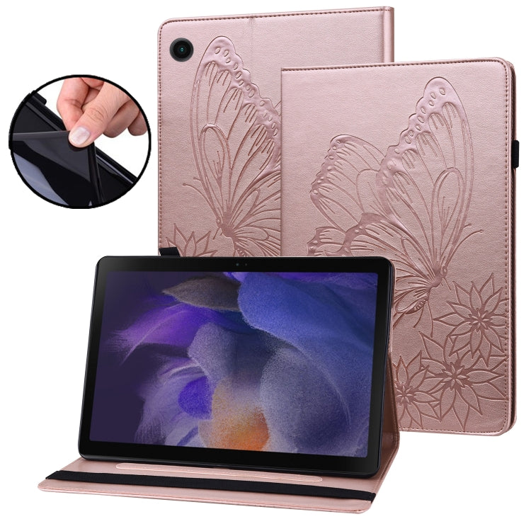 For Samsung Galaxy Tab A8 Big Butterfly Embossed Leather Tablet Case(Rose Gold) - Other Galaxy Tab PC by buy2fix | Online Shopping UK | buy2fix