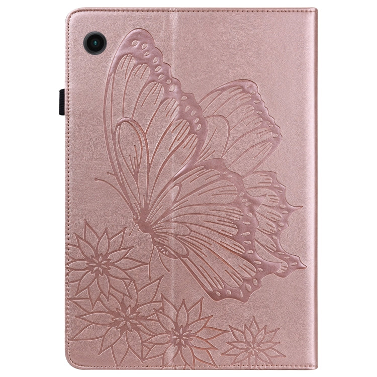 For Samsung Galaxy Tab A8 Big Butterfly Embossed Leather Tablet Case(Rose Gold) - Other Galaxy Tab PC by buy2fix | Online Shopping UK | buy2fix