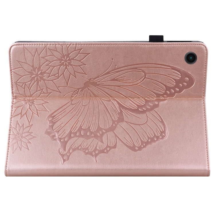 For Samsung Galaxy Tab A8 Big Butterfly Embossed Leather Tablet Case(Rose Gold) - Other Galaxy Tab PC by buy2fix | Online Shopping UK | buy2fix
