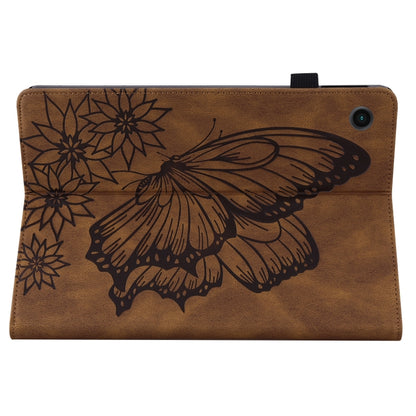 For Samsung Galaxy Tab A8 Big Butterfly Embossed Leather Tablet Case(Brown) - Other Galaxy Tab PC by buy2fix | Online Shopping UK | buy2fix