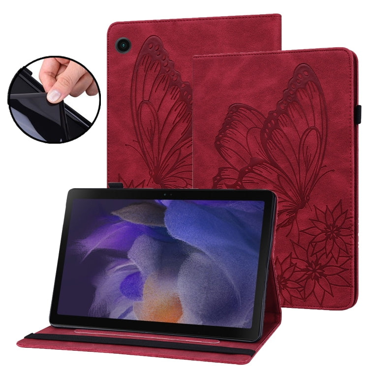 For Samsung Galaxy Tab A8 Big Butterfly Embossed Leather Tablet Case(Red) - Other Galaxy Tab PC by buy2fix | Online Shopping UK | buy2fix