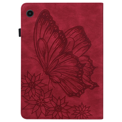 For Samsung Galaxy Tab A8 Big Butterfly Embossed Leather Tablet Case(Red) - Other Galaxy Tab PC by buy2fix | Online Shopping UK | buy2fix