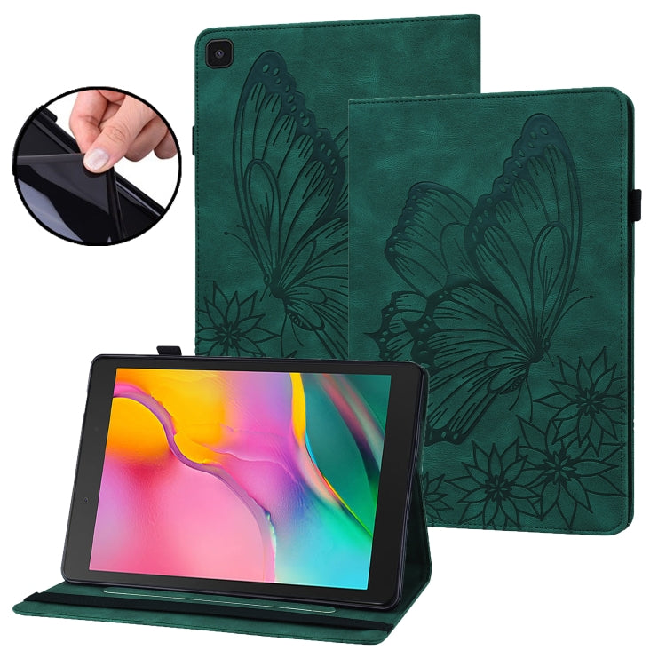For Samsung Galaxy Tab A 8.0 2019 T290/T295 Big Butterfly Embossed Leather Tablet Case(Green) by buy2fix