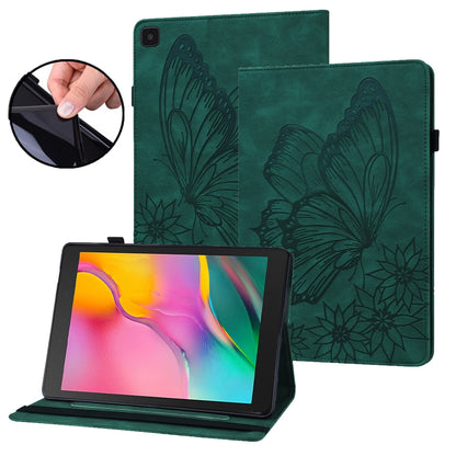 For Samsung Galaxy Tab A 8.0 2019 T290/T295 Big Butterfly Embossed Leather Tablet Case(Green) by buy2fix